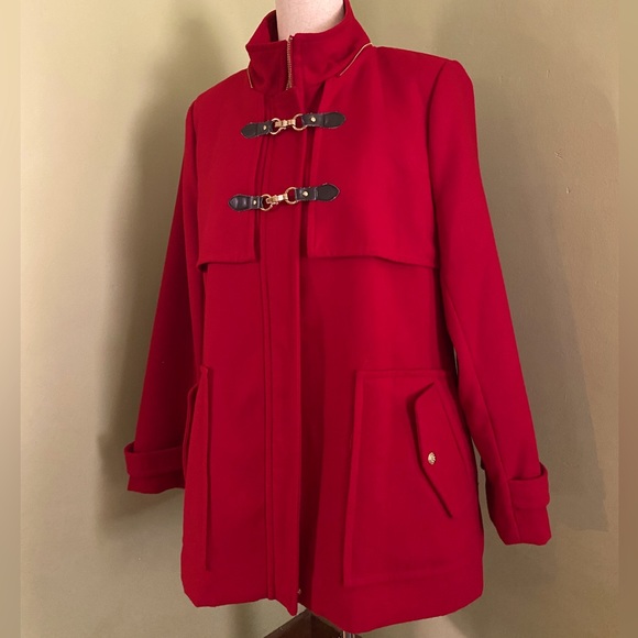 Jessica Simpson Jackets & Blazers - Stunning Jessica Simpson Red Gold Hardware Coat Winter Jacket EUC